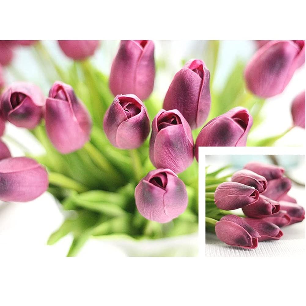 30PCS Real-Touch Artificial Tulip Flowers - PU Fake Tulips Bouquet for Home Decor, Wedding Centerpieces, Party Table Arrangements - Perfect for Spring Decor, Bridal Showers & DIY Floral Projects