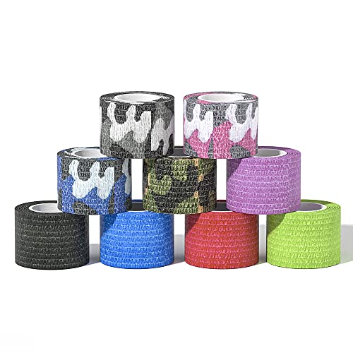 Grip Tape Tattoer 12PCS Cohensive Bandage Wrap 2” x 5 Yards - Breathable Adhesive Elastic Sports Tape for Enhanced Grip, Injury Support, and Muscle Stabilization