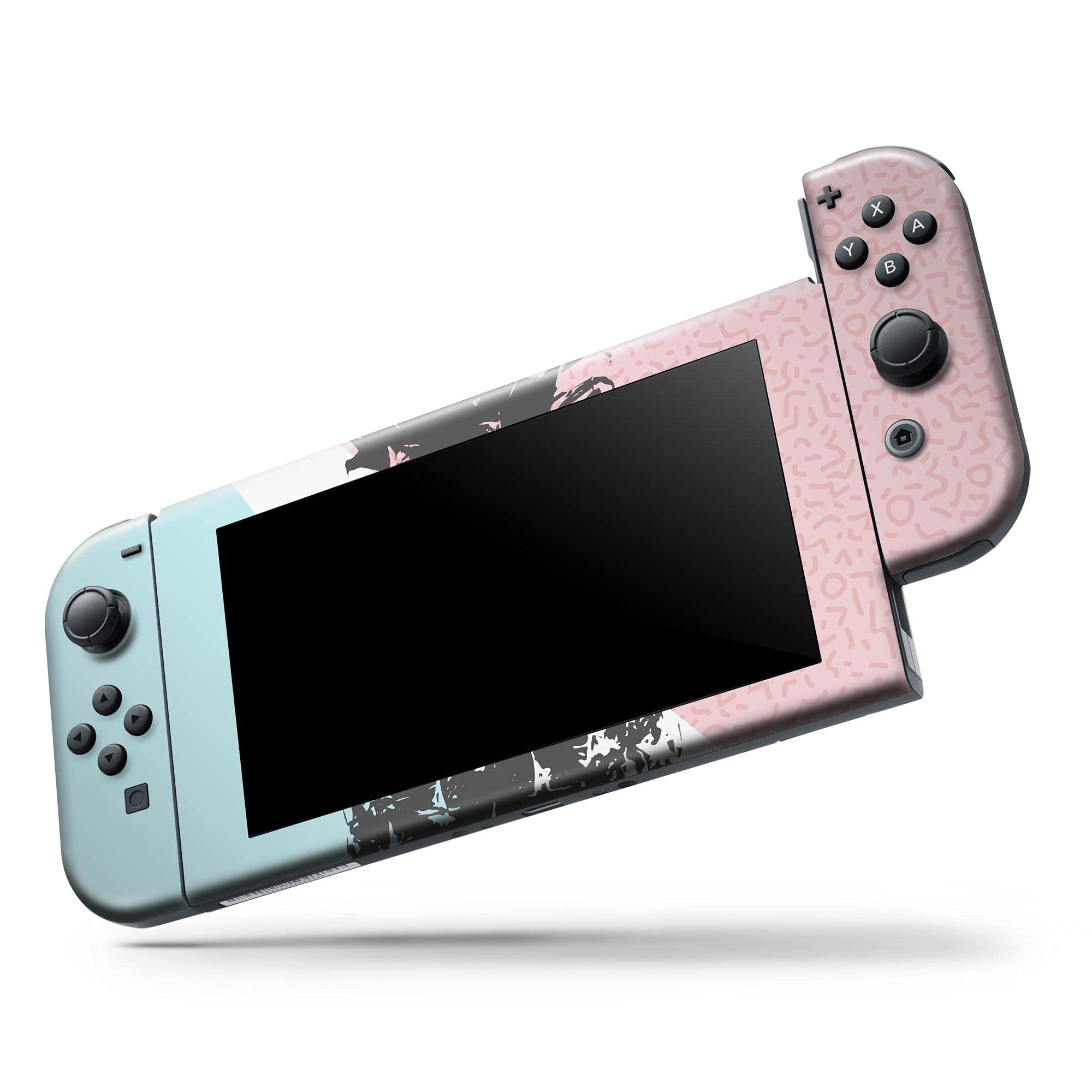 Nintendo Switch Console Skin Decal - Coral Mint Summer Pineapple Design, Scratch-Resistant Removable Vinyl Wrap Cover - Perfect for Gaming Protection & Customization