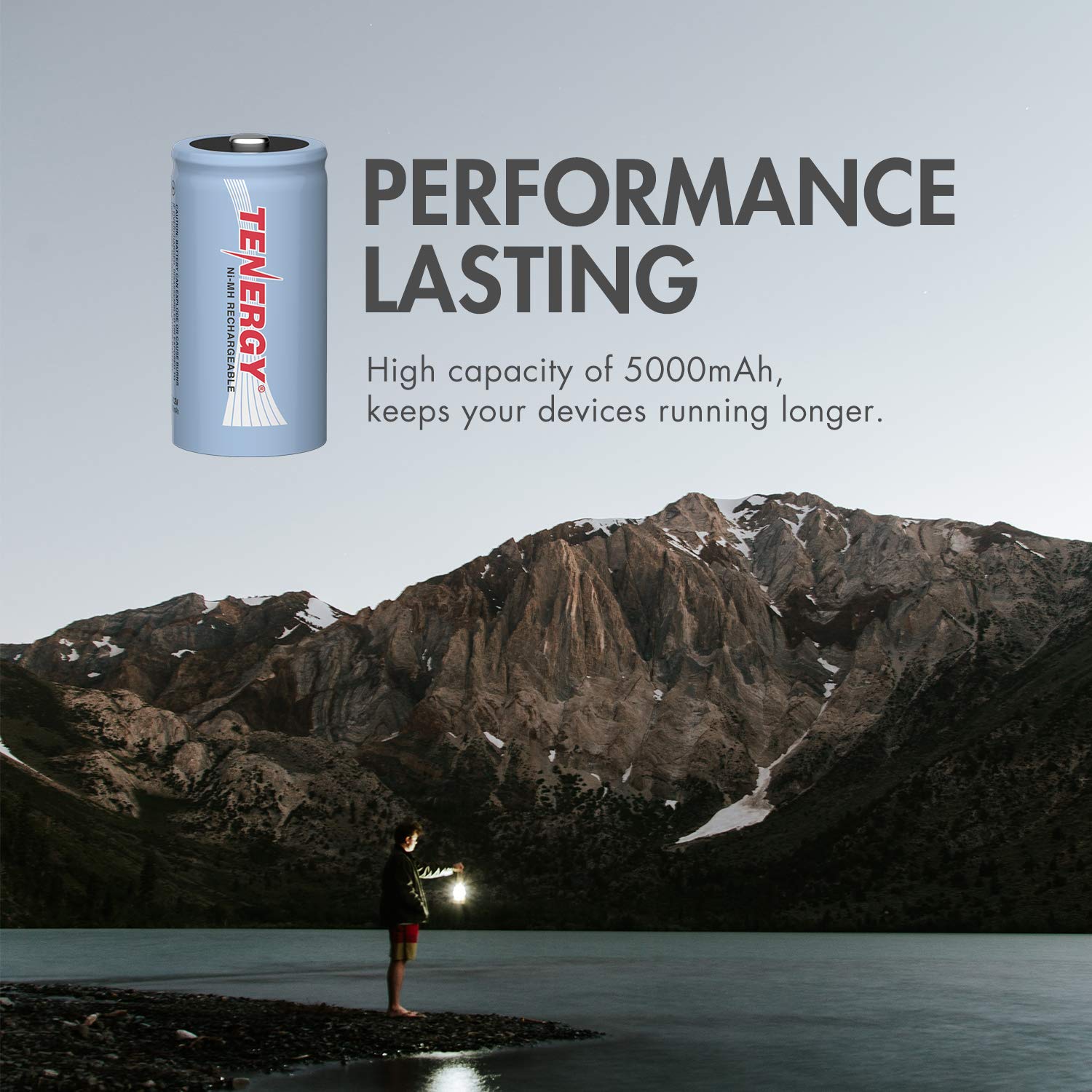 Tenergy C Size 1.2V 5000mAh NiMH Rechargeable Batteries - 48 Pack High Capacity Batteries for LED Flashlights, Kids Toys, Remote Controls, and Electronic Devices | Long Lasting Power for Home & Office Use