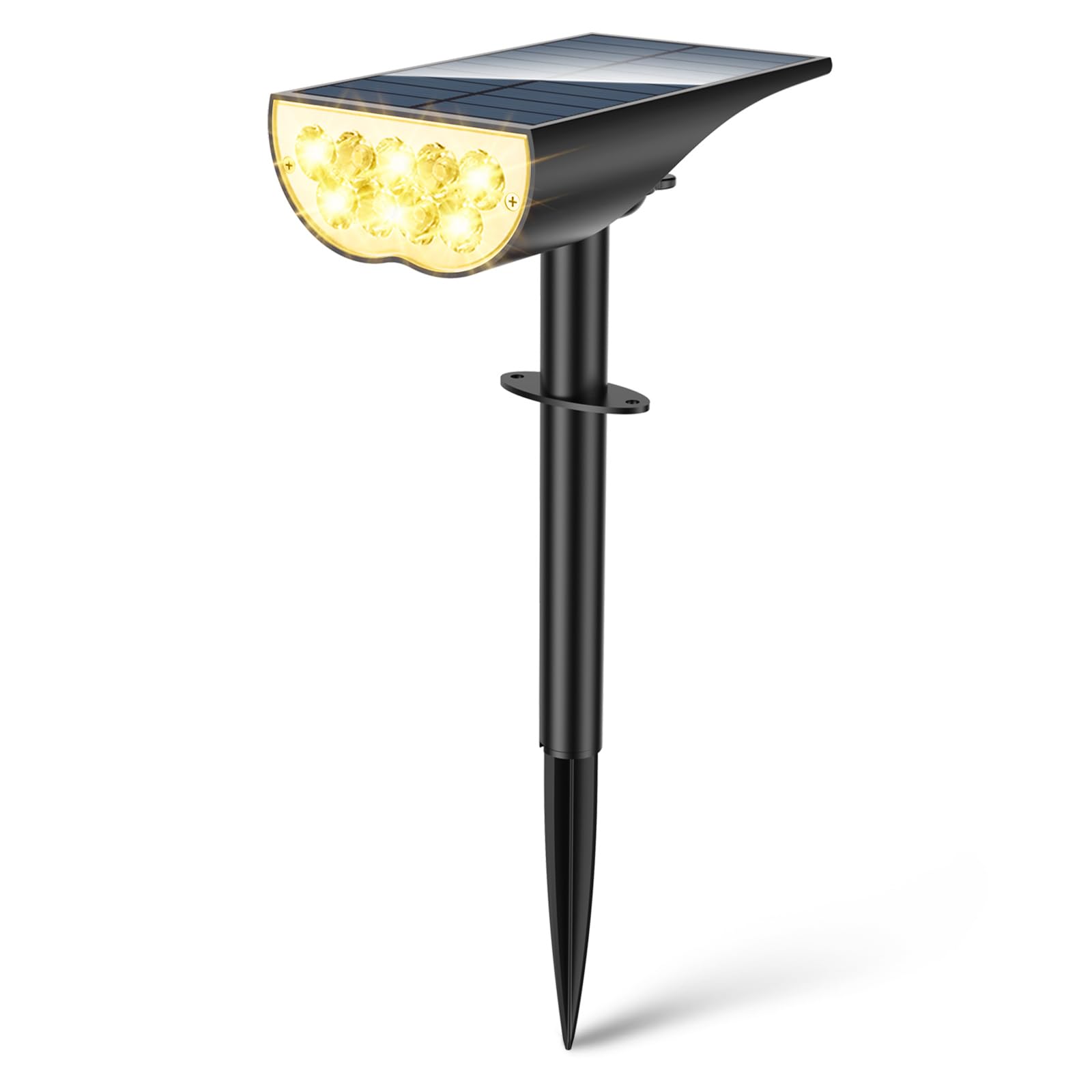 BAXIA TECHNOLOGY Solar Spot Lights Outdoor IP65 Waterproof - 3 Lighting Modes Landscape Lighting for Garden, Yard & Driveway - Dusk to Dawn Solar Pathway Lights (Warm White, 1 Pack) - Perfect for Patio, Walkway & Backyard Decoration