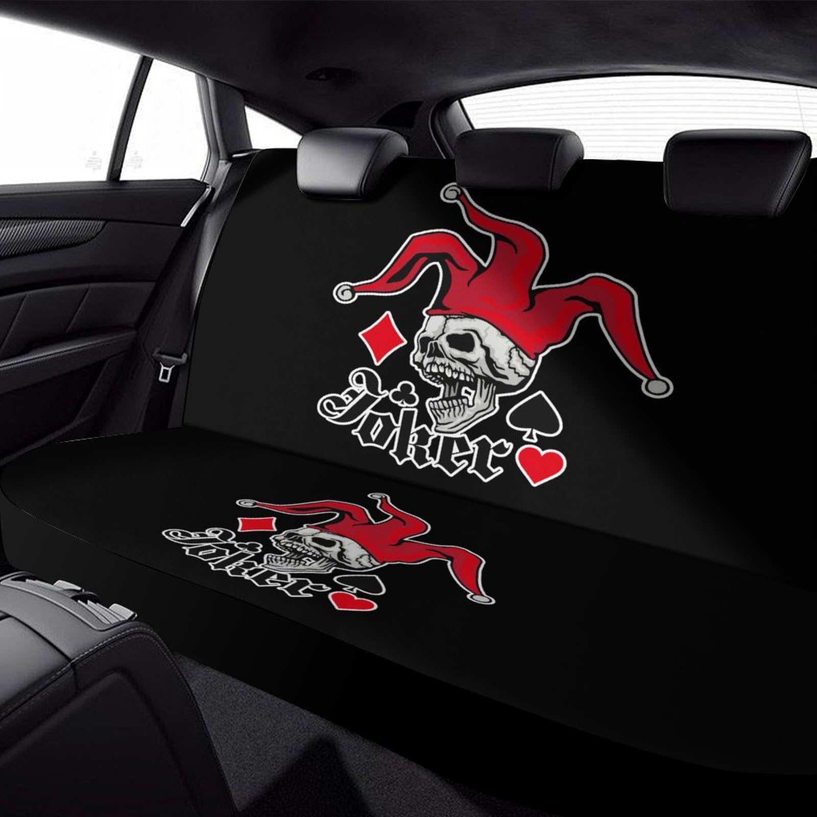 Joker Skull Soft Pet Car Seat Cover - Waterproof Back Seat Protector for Dogs, Rear Bench Cover, Non-Slip Interior Decor - Perfect for SUVs, Trucks & Road Trips