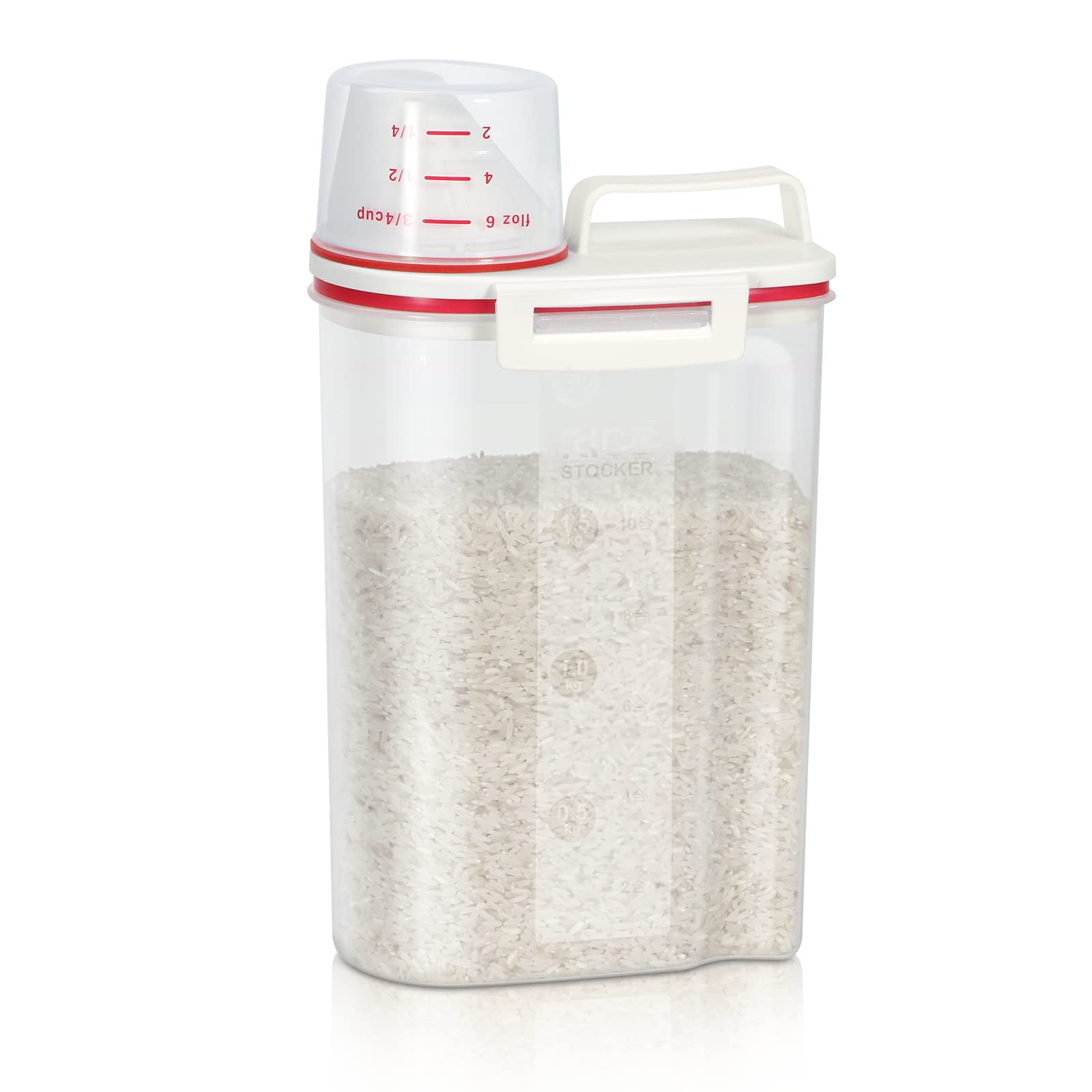 TBMax 10lb Airtight Rice Storage Container with Pourable Spout & Measuring Cup - BPA-Free Plastic Cereal Dispenser for Kitchen Pantry Organization - Perfect for Storing Rice, Flour, Cereal & Dry Food