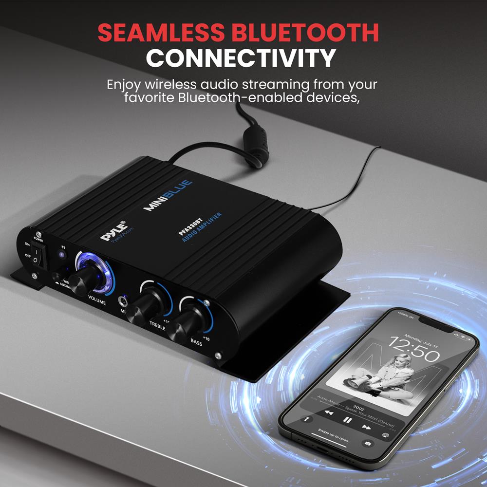 Wireless Bluetooth Audio Amplifier - Portable Stereo Sound Booster for Home, Car & Outdoor Use | High-Quality Audio Streaming & Enhanced Bass