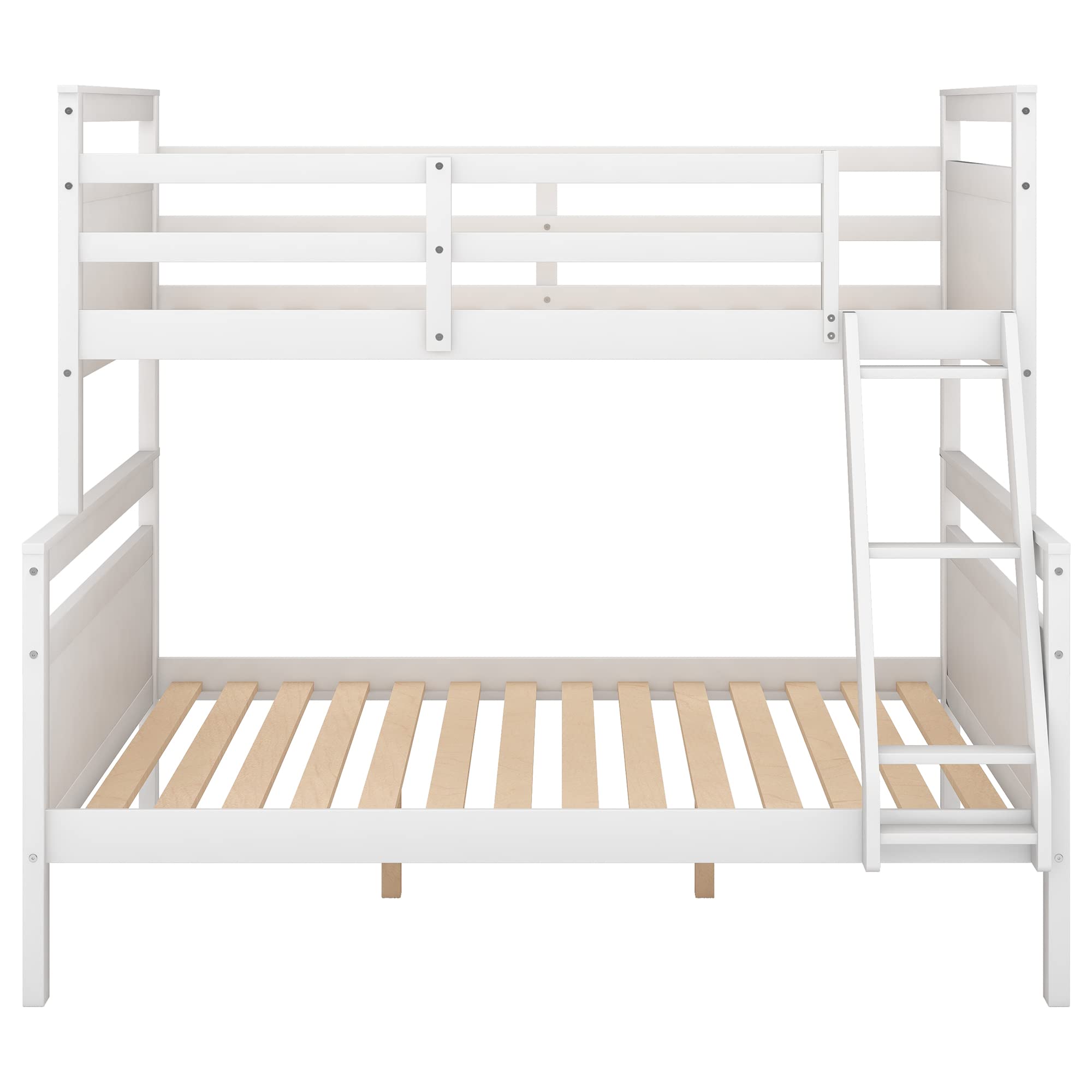 P PURLOVE Twin Over Full Bunk Bed - Convertible Wood Bunk Beds with Ladder for Kids & Guest Rooms
