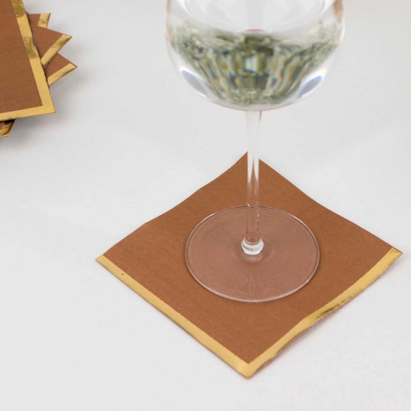 50 Soft 2-Ply Disposable Dinner Cocktail Napkins with Gold Foil Edge - Elegant Party Tableware for Weddings, Events & Home Entertaining