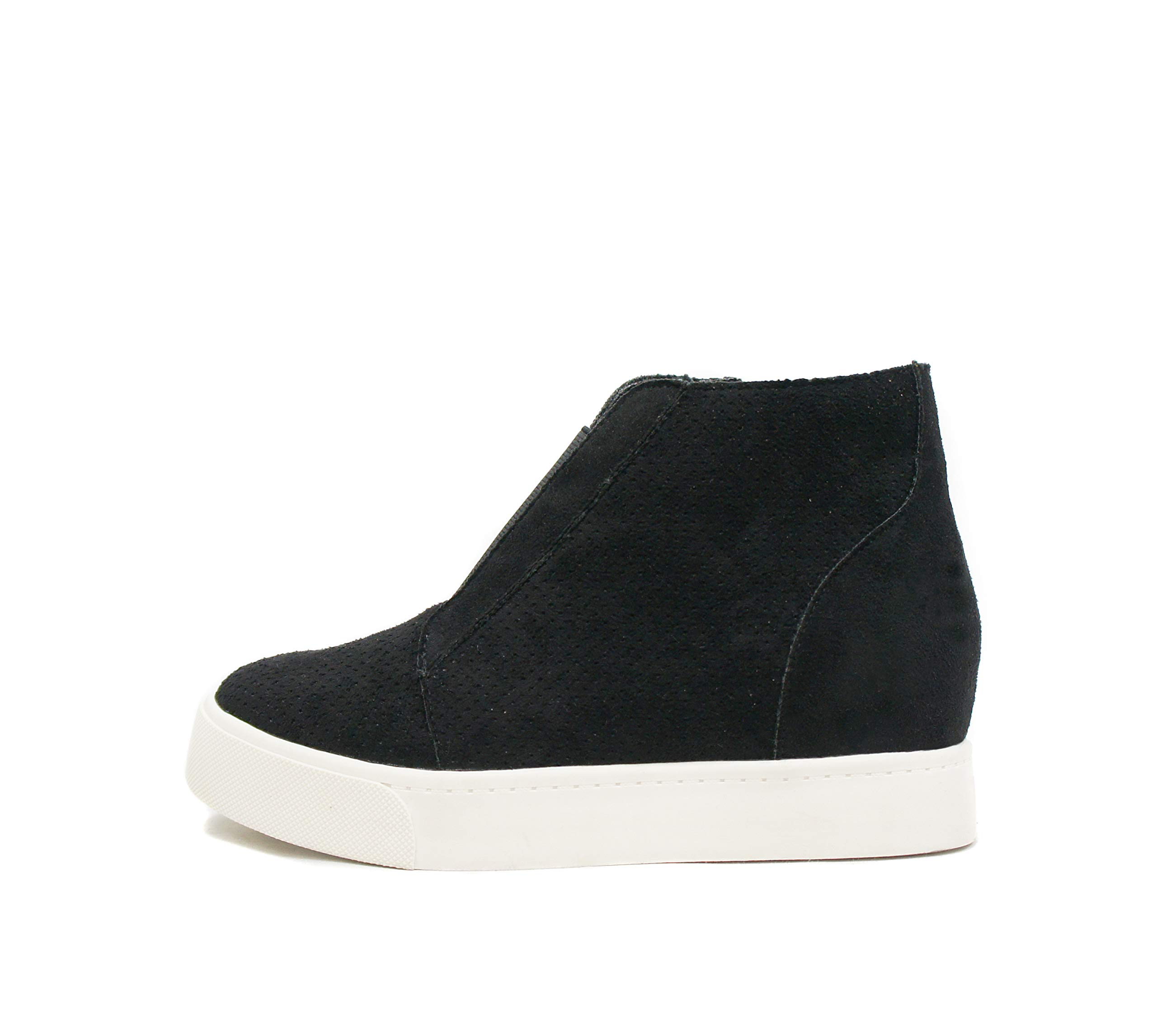 Stylish Soda Pointer Mid Ankle Platform Sneakers with Hidden Wedge & Side Zipper - Comfortable Women's Fashion Shoes for Casual Wear, Work & Night Out