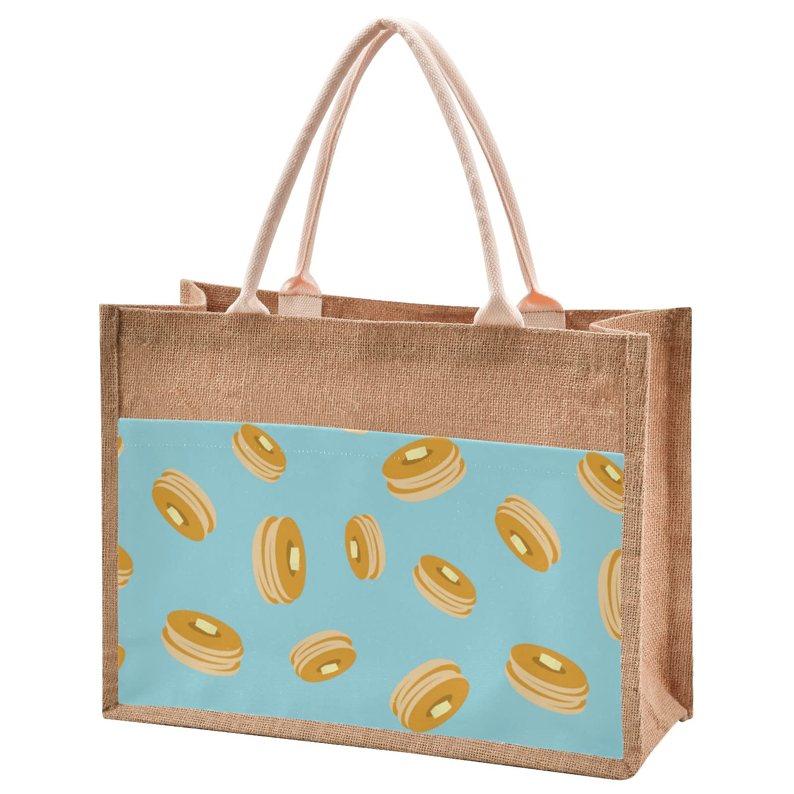 Eco-Friendly Teal Blue Jute Tote Bag - Reusable Burlap Straw Beach Bag for Shopping, Groceries & Wedding Gifts | Perfect for Farmers Market, Picnics & Sustainable Lifestyle