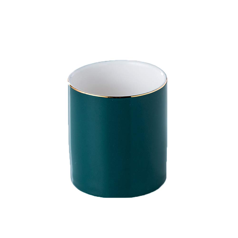 Ceramic Pen Holder for Desk - Cute Green Pencil Cup Organizer with Brush Storage | Perfect for Office, School & Home Workspace Organization