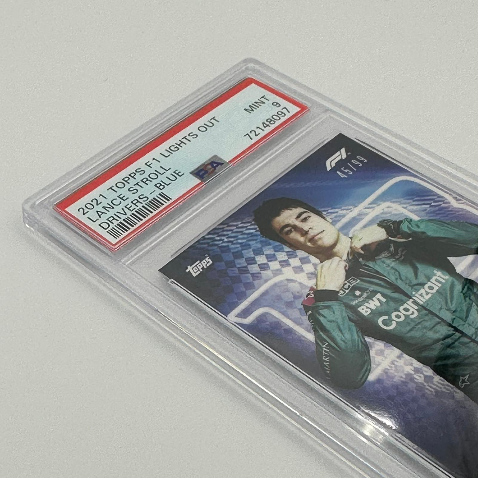 Lance Stroll PSA 9 45/99 Blue Parallel Racing Card - Perfect for Collectors, Fans, and Sports Memorabilia Enthusiasts