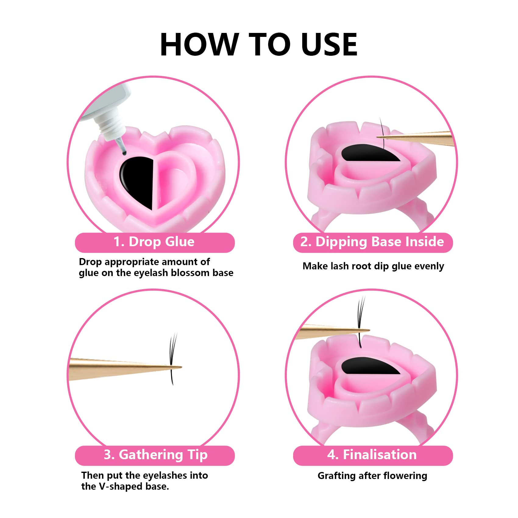 200 Pcs V-Shape Heart Design Glue Rings for Eyelash Extensions - Adjustable Lash Glue Holder for Volume Lashes, Nail Art & Tattoo - Perfect for Professional Salon & Home DIY Beauty (Pink)