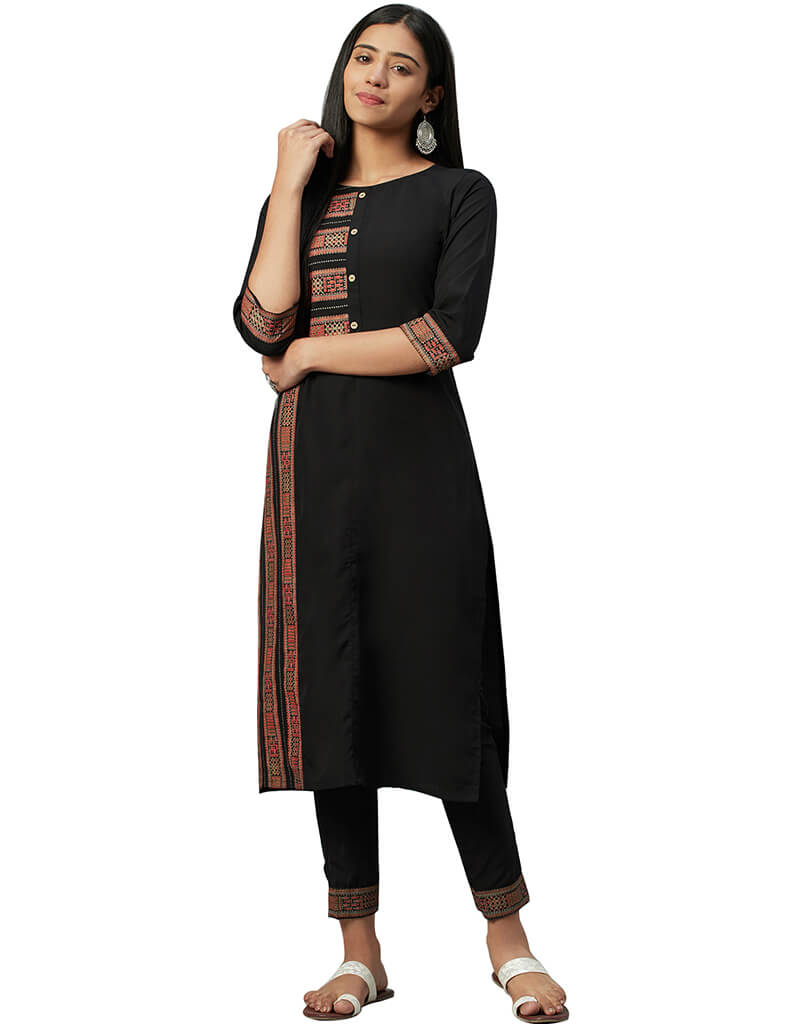 Elegant Black Crepe Pant Kurti for Women - Stylish Indian Ethnic Wear for Parties, Weddings & Festivals