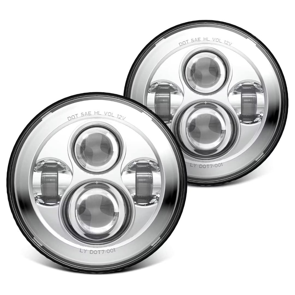 7 Inch Round LED Headlight Kit with EMC - Compatible with Jeep Wrangler JK/JKU/TJ/LJ/CJ, Hummer H1/H2, Chevy, Ford, GMC & More (Pair) - High-Performance Off-Road Lighting for Night Driving & Adventure