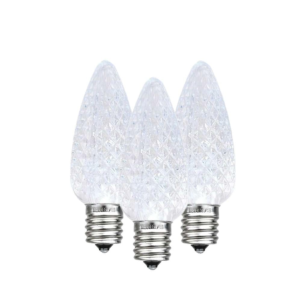 25-Pack C7 LED Faceted Ultra Bright Dimmable Christmas Light Bulbs - Pure White Outdoor String Lights for Holiday Decorations, Tree Lighting & Festive Home Decoration