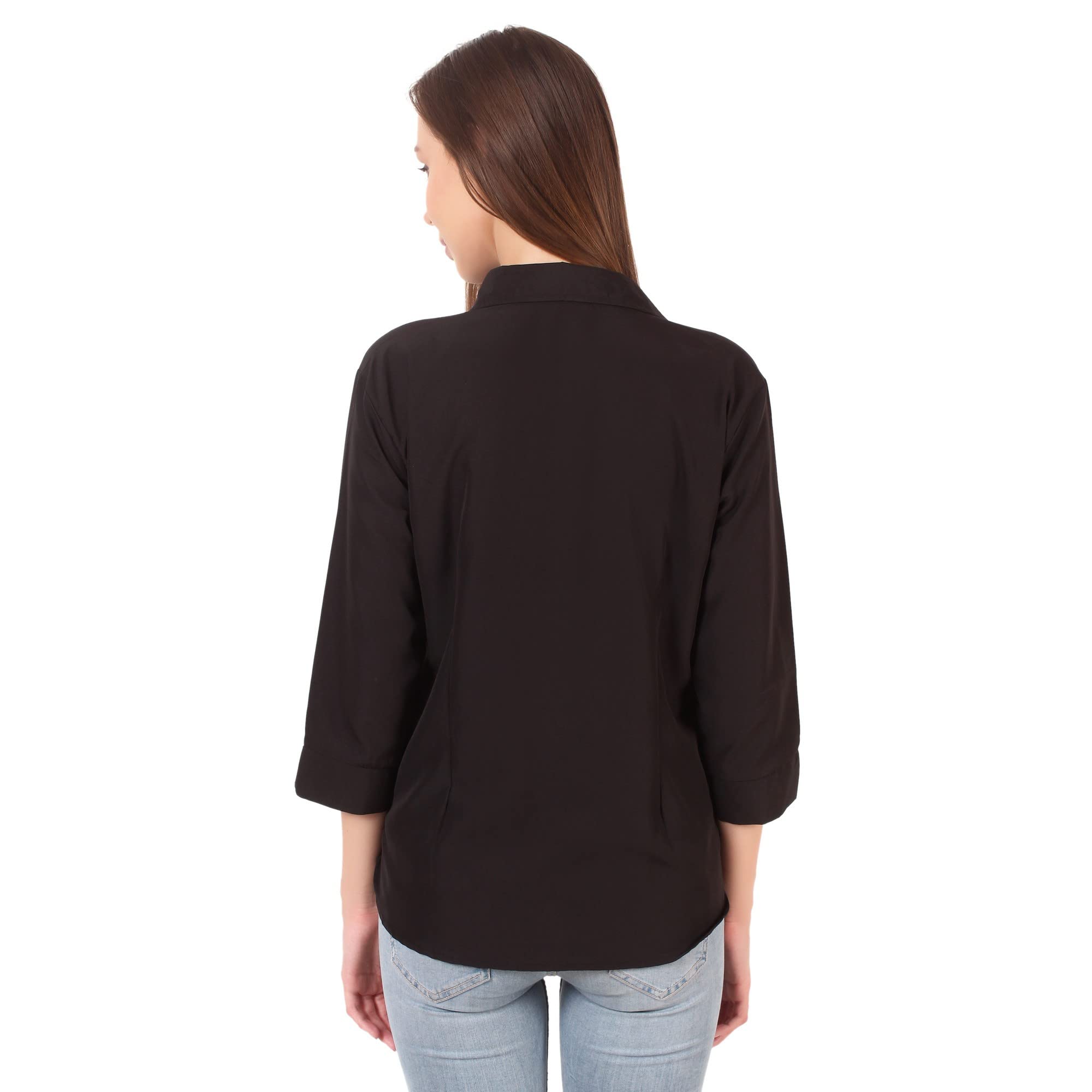 Hunoor Women's 3/4 Sleeve Formal Blouse for Office & Special Occasions | Elegant Workwear & Party Shirt for Ladies & Teens