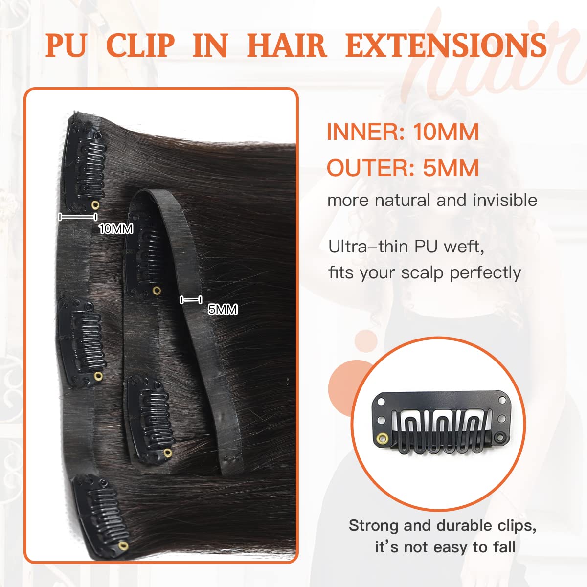 Premium 100% Human Hair Clip-In Extensions - Silky Straight Hair Extensions for Length & Volume | Perfect for Parties, Weddings & Everyday Styling