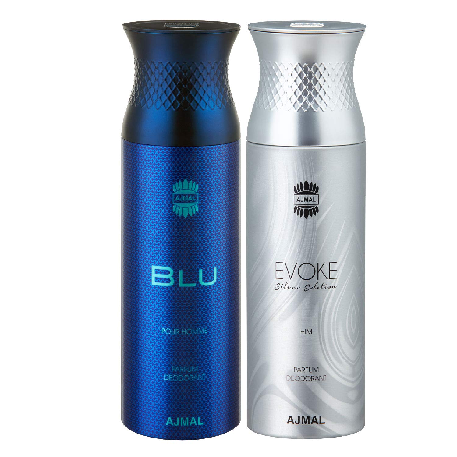 AJMAL Blu & Evokesilverhim Men's Liquid Deodorant Gift Set - 2 Pack (200ml Each) | Long-Lasting Freshness for Gym, Office & Daily Use