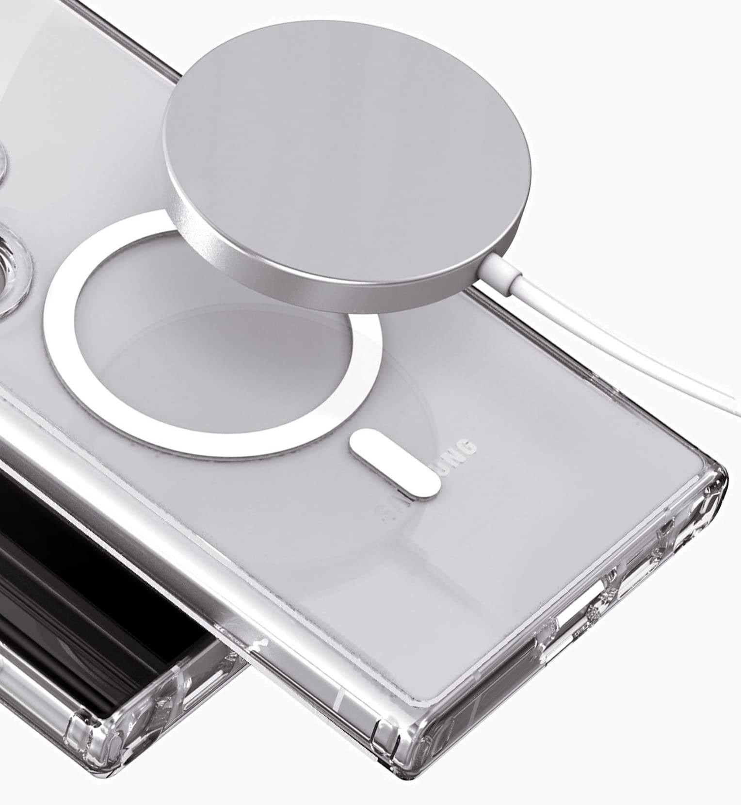 2-in-1 Magnetic Samsung Galaxy S23 Ultra Case with Wireless Charging | Clear Protective Cover | Magsafe Compatible | Perfect for Work, Travel & Everyday Use