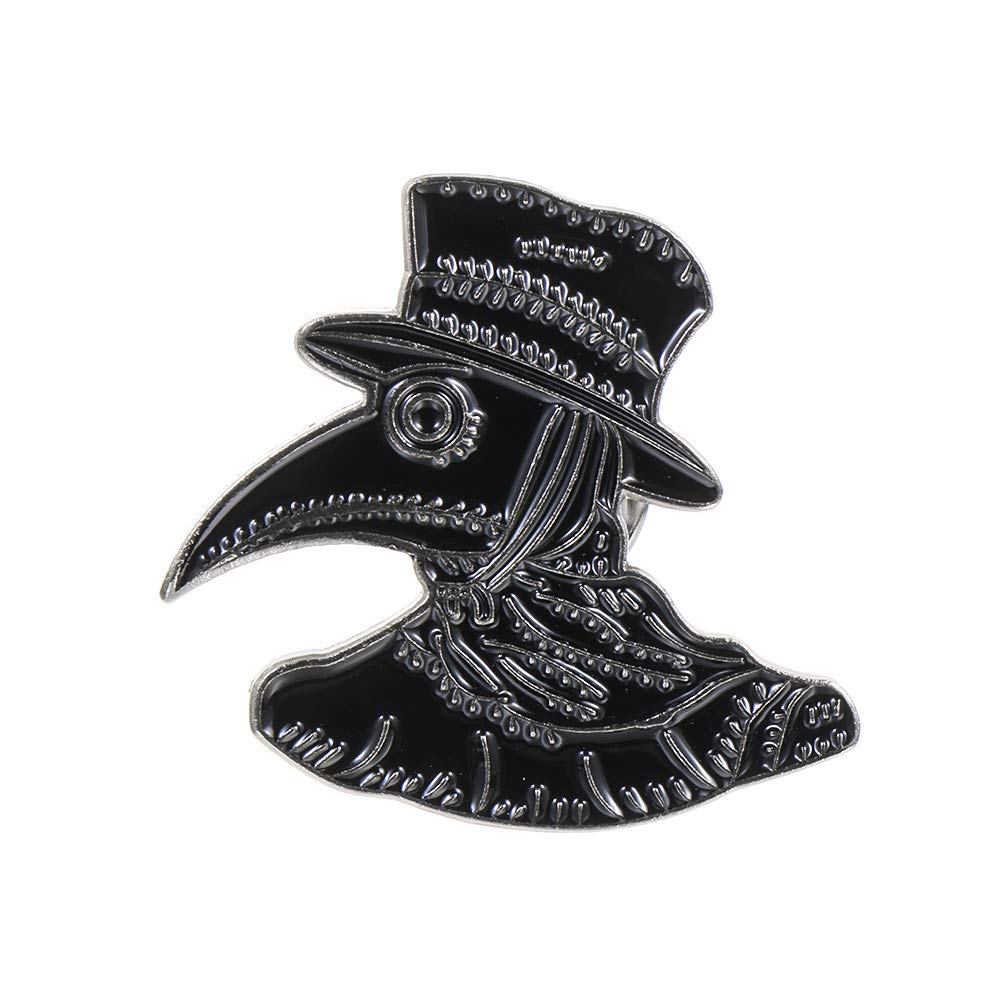 Gothic Plague Doctor Brooch Pin - Vintage Steampunk Jewelry for Bags, Hats & Clothing - Unique Beak Mask Accessory for Cosplay, Halloween & Historical Costumes