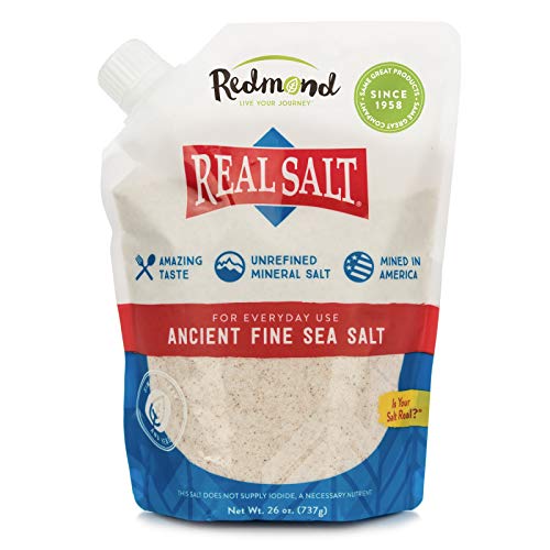 REDMOND Real Sea Salt - Natural Unrefined, Gluten Free Fine Grain Salt, 26 Ounce Resealable Pouch (1 Pack) - Perfect for Cooking, Baking & Seasoning