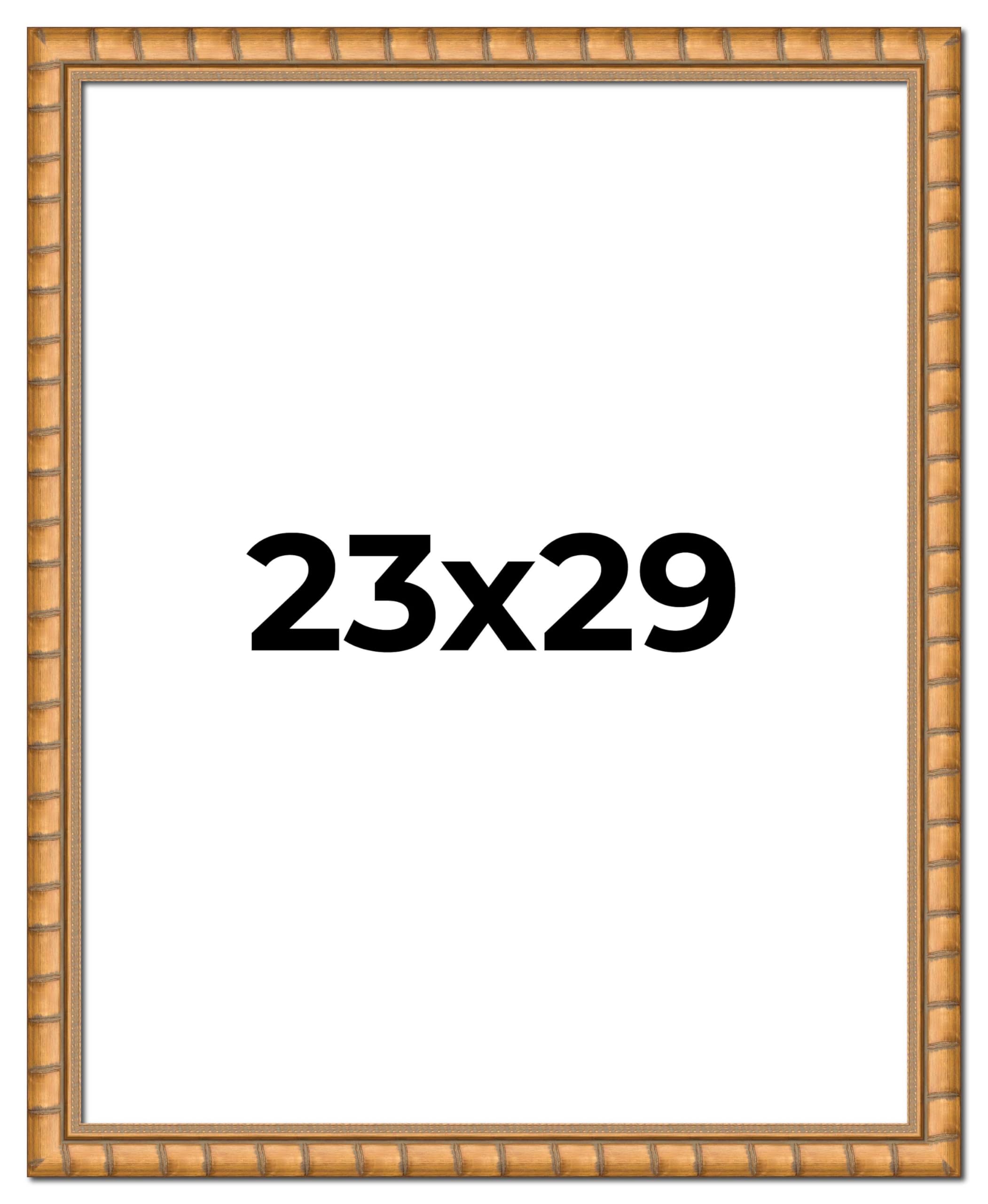 23x29 Inch Gold Real Wood Picture Frame - 1.5 Inch Width, 0.5 Inch Depth - Premium Bhutan Bamboo Photo Frame with UV Acrylic, Foam Backing & Hanging Hardware - Perfect for Wall Decor, Family Photos, and Art Display