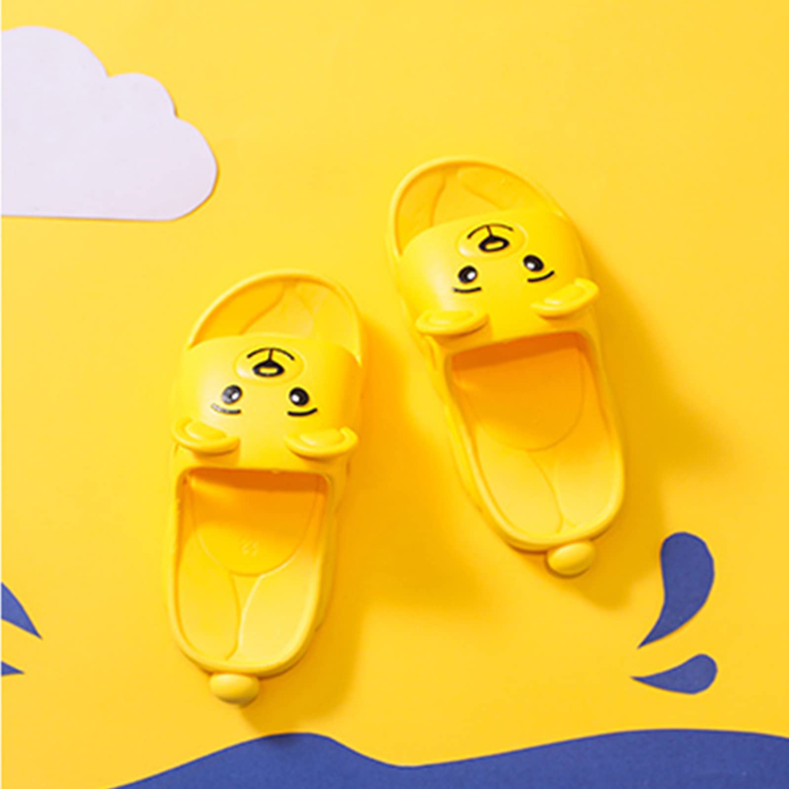 Kids Bear Summer Slippers - Cartoon Sandals for Toddlers & Baby Boys/Girls (Yellow, Size 32) - Perfect for Playtime & Home