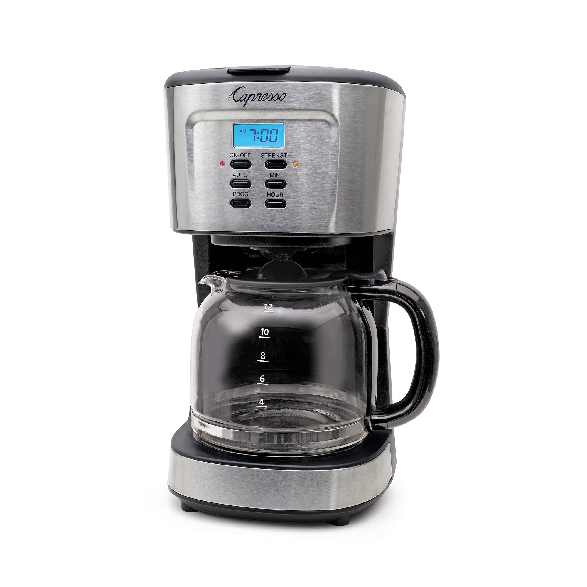 Capresso 12-Cup Coffee Maker with Glass Carafe - Stainless Steel & Black (Model 416.05) | Perfect for Home, Office & Entertaining | Fast Brewing & Easy Clean Coffee Machine