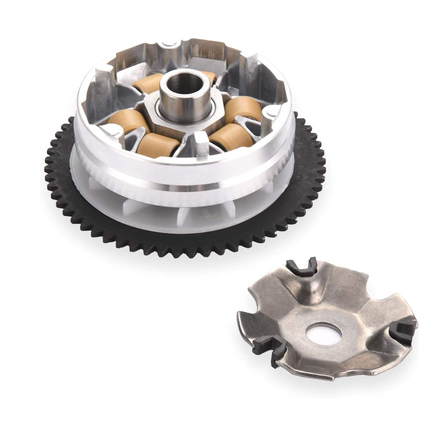 GY6 50cc 60cc Scooter Variator Fan Rollers & Belt Kit - High Performance CVT Assembly Replacement for Moped, Go Kart & ATV Engines - Smooth Acceleration & Improved Fuel Efficiency