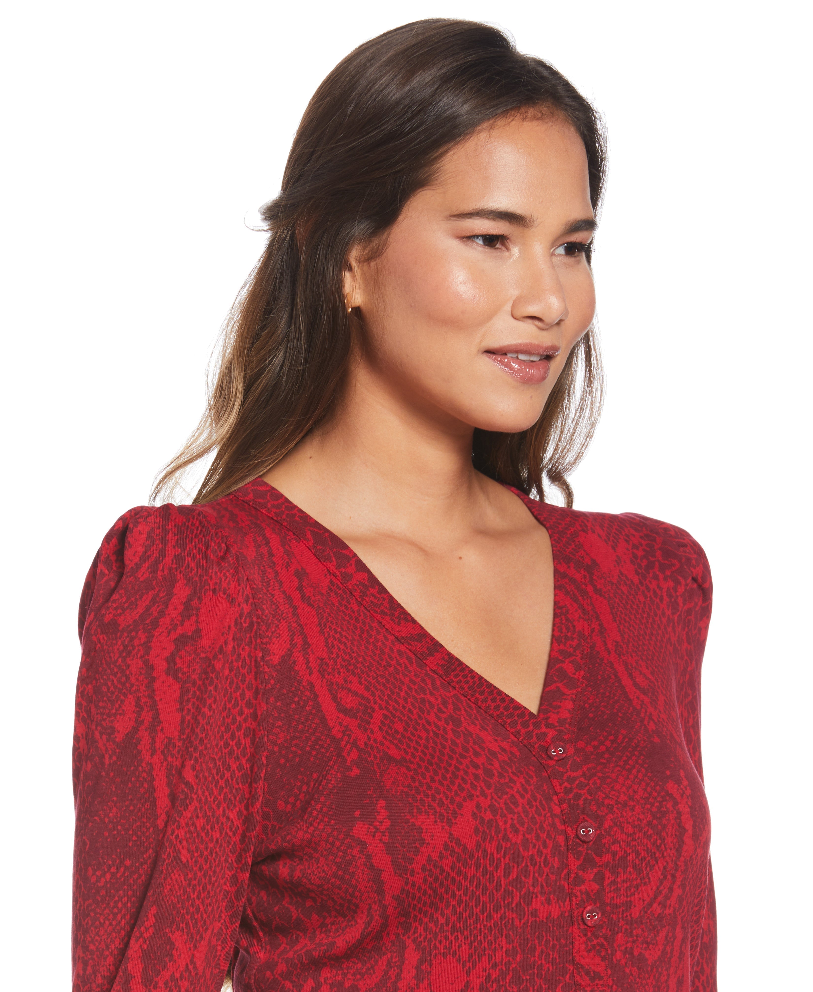 Puff Sleeve Henley Top for Women - Stylish Casual Blouse with Button Detail | Perfect for Everyday Wear, Date Nights & Office Outfits