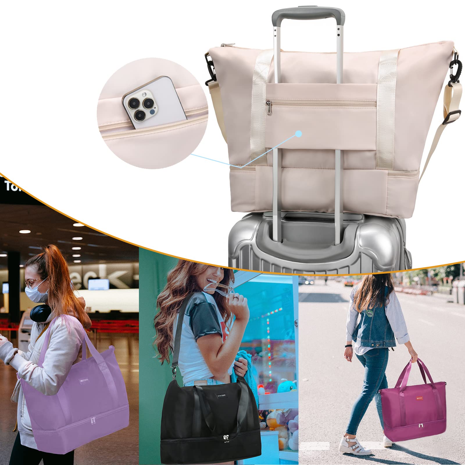 Women's Travel Duffle Bag - Lightweight Weekender Overnight Bag with Shoe Compartment, Carry On Gym Sports Tote - Perfect for Weekend Getaways, Gym Workouts & Air Travel