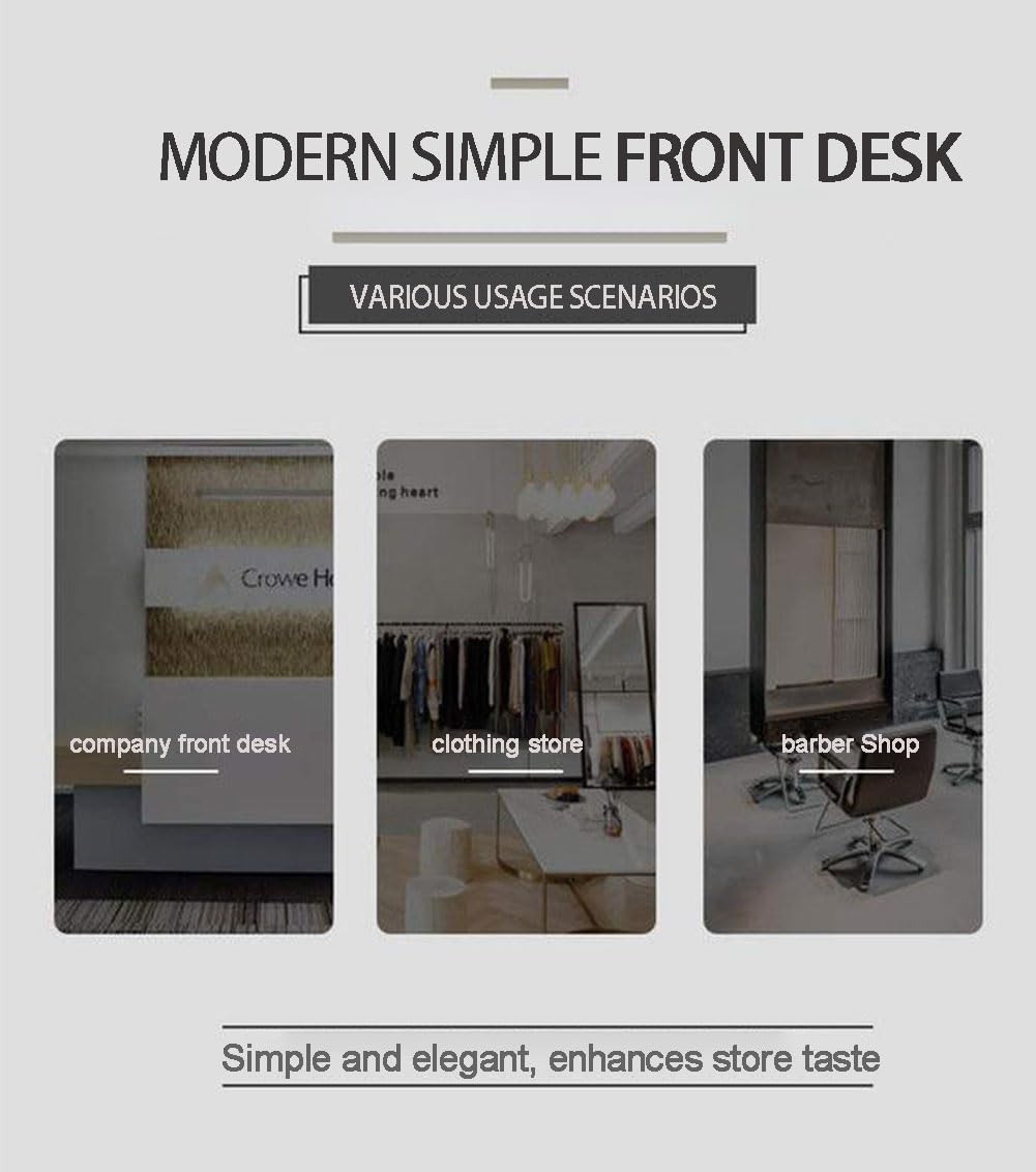 Modern Gray Reception Desk with Counter Front - Professional Receptionist Desk for Office, Hotel, or Retail Store - Perfect for Checkout Counter, Small Reception Areas, and Front Desk Use