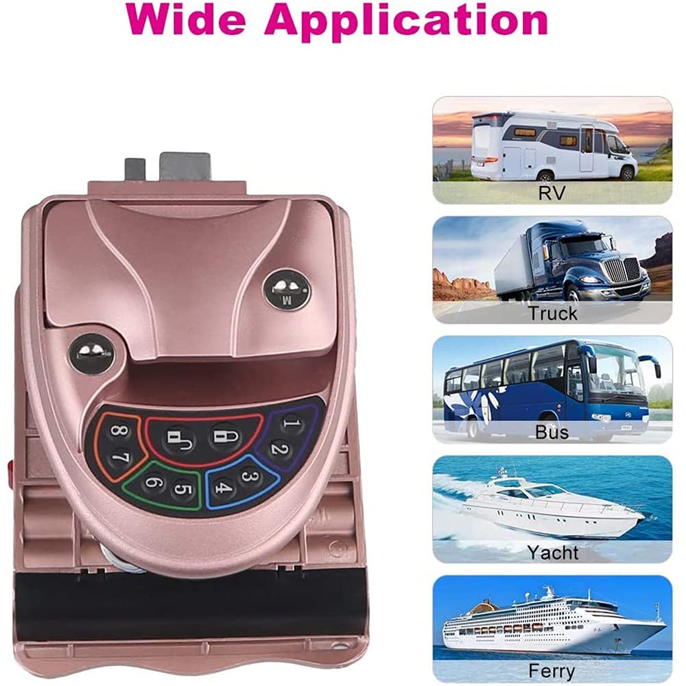 RV Keyless Entry Door Lock with Backlit Keypad - Smart Handle Latch & Deadbolt - 20M Remote Controller - Zinc Alloy Keypad & Fob (Pink) - Perfect for Camper, Motorhome & Travel Trailer Security