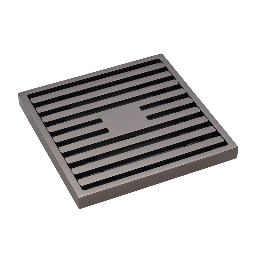 Fienza CHG1085GM Square Slim Grate Floor Drain - 88mm Outlet in Gun Metal Finish | Bathroom, Shower & Laundry Room Drainage Solution