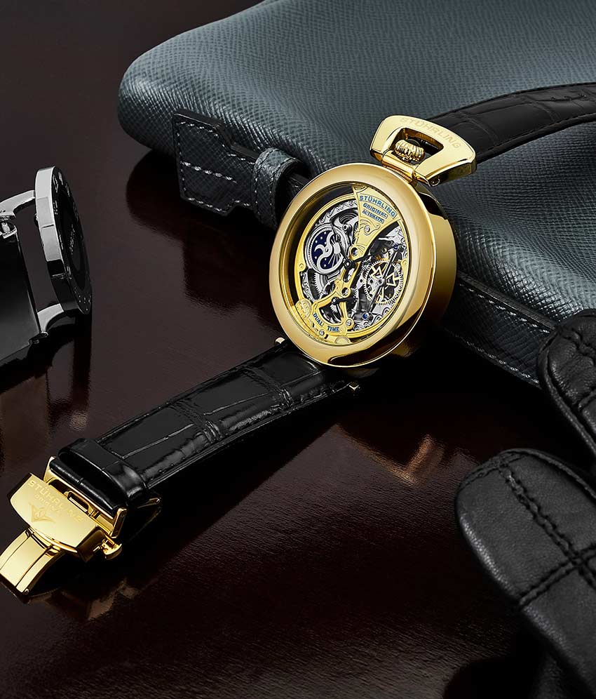 Emperor's Grandeur 127A Automatic 49mm Skeleton Watch for Men - Luxury Mechanical Timepiece with Open Heart Design - Perfect for Formal Events, Business Meetings & Special Occasions