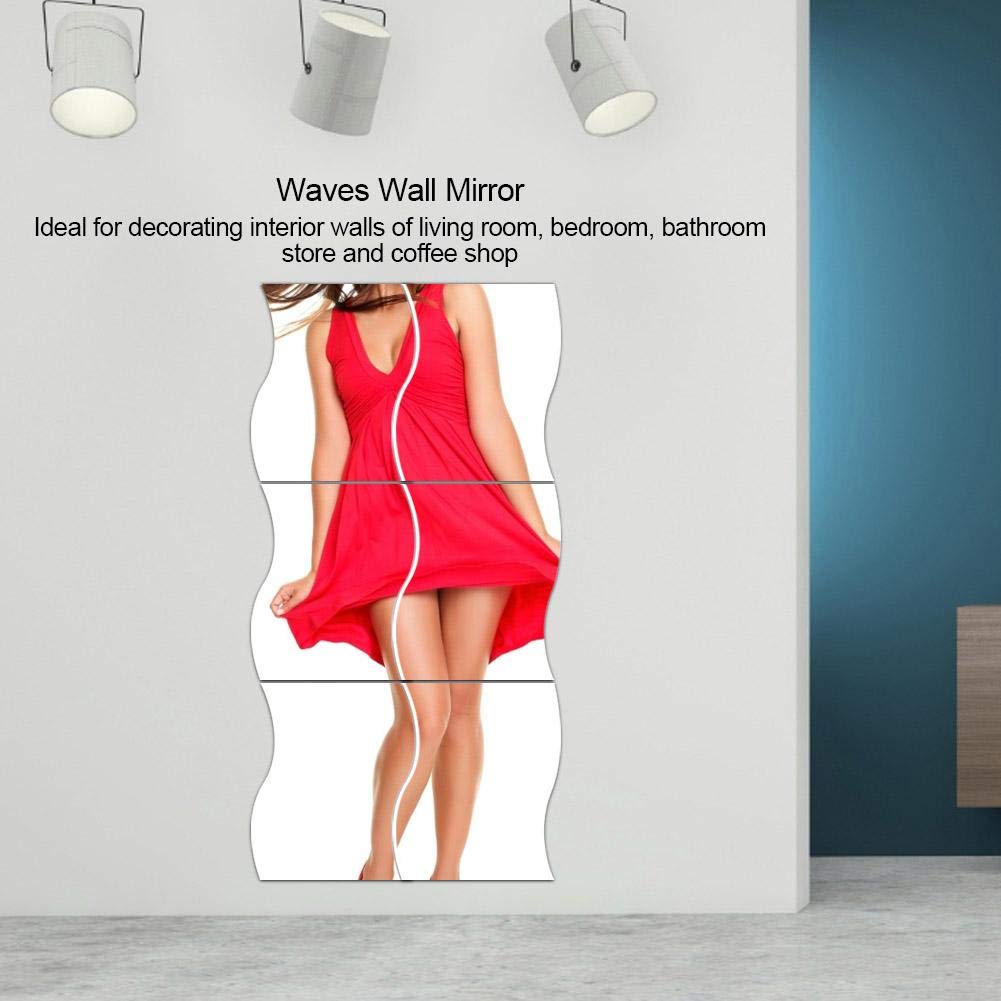 6Pcs Wave Mirror Wall Stickers - Removable Acrylic Wall Mirror Tiles for Living Room, Bedroom Decor - Perfect for Home, Office & DIY Interior Design Projects