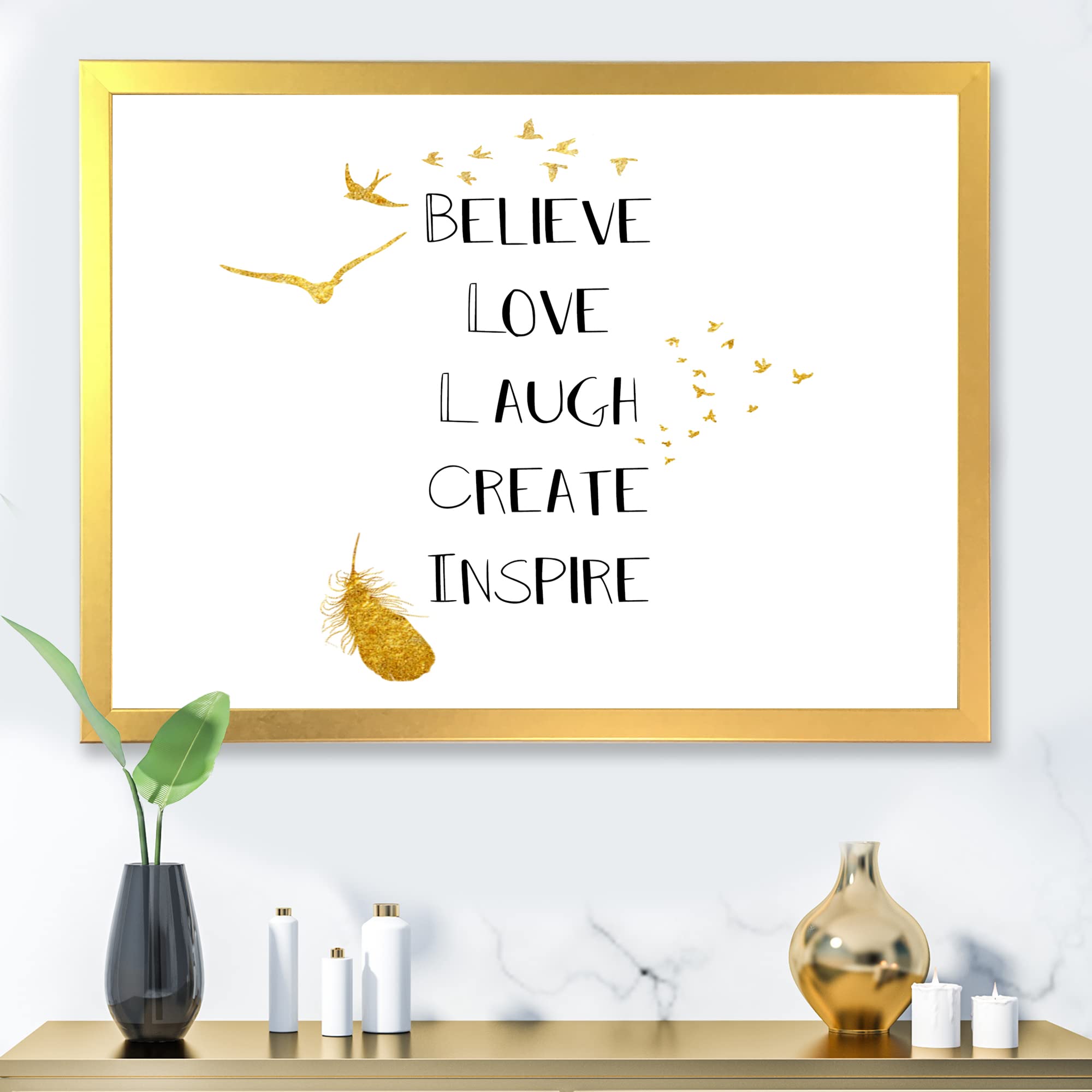 Inspirational Quote Framed Wall Art - White & Gold Traditional Design for Home & Office Decor | Motivational Gift Idea for Housewarming, Birthday, Christmas