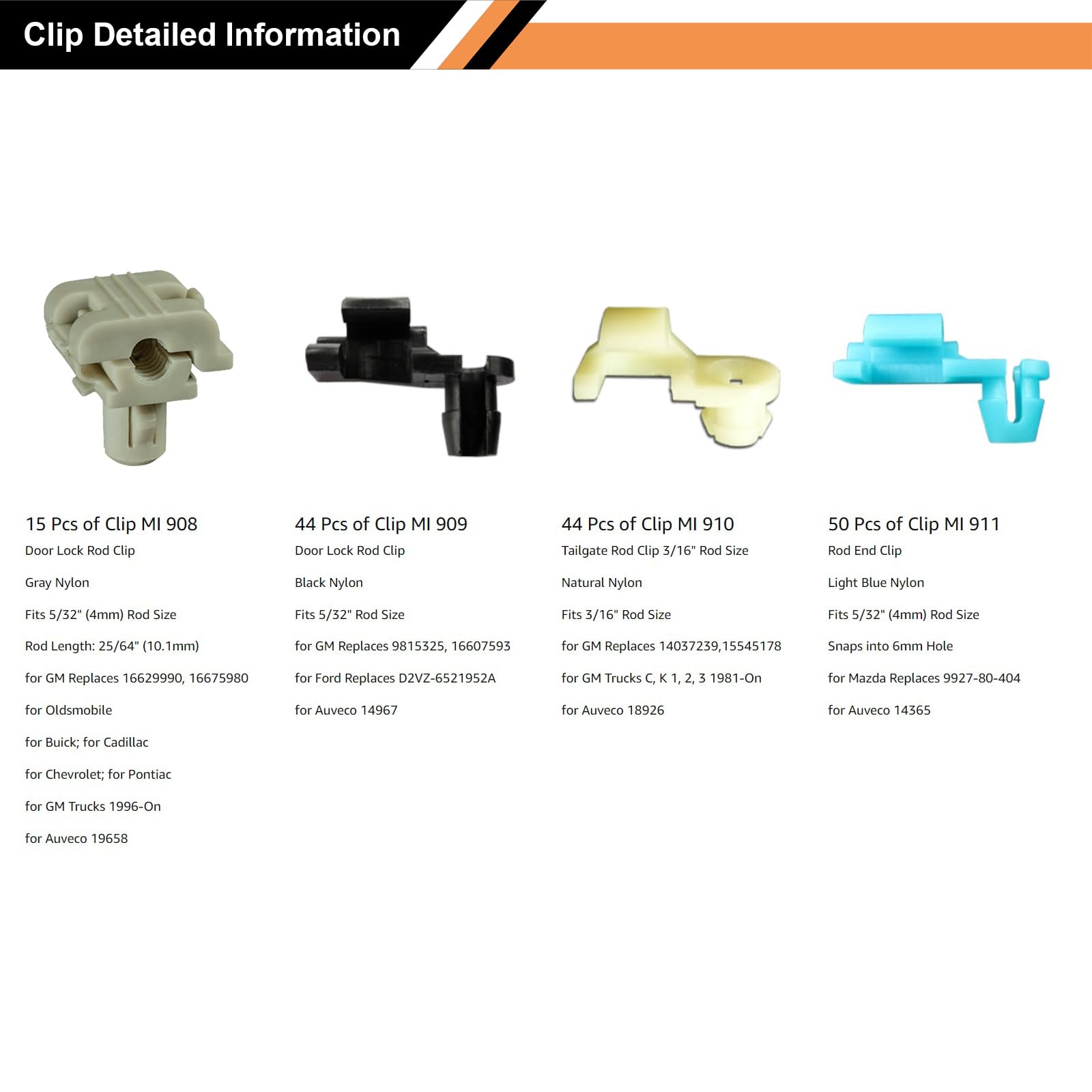519 Pcs Door Lock Rod Clip Assortment - Compatible with Chevy Silverado, GMC Sierra & GM Trucks C/K Pickups - Fits 5/32