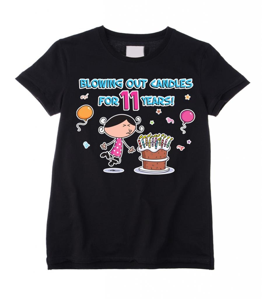 11th Birthday Tribal T-Shirt for Big Girls - Cute Blowing Out Candles Design | Perfect for Birthday Parties, Celebrations & Gifts
