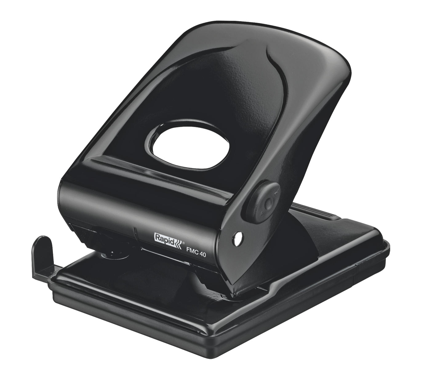 40 Sheets Rapid 2 Hole Paper Punch FMC40 - Heavy Duty Black Paper Punch for Office, School, and Home Organization - Perfect for Filing, Binders, and Document Management