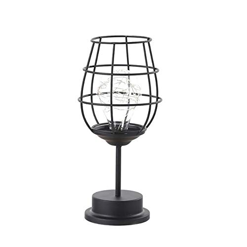 Elegant Iron Wine Bottle LED Desk Lamp - Vintage Home Decor Lighting for Living Room, Bedroom & Office