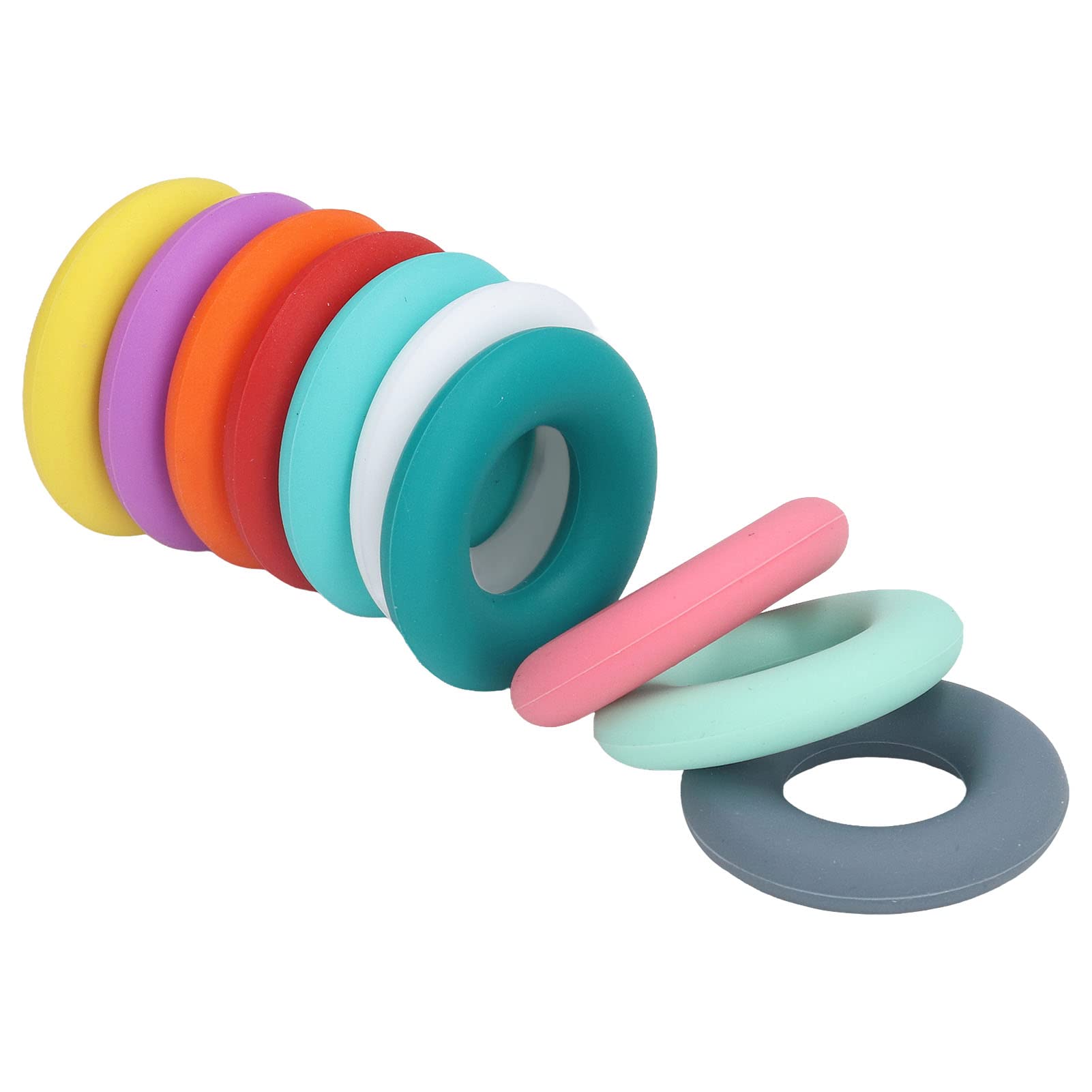 Vbestlife 10pcs Donut Shape Baby Teether - DIY Chew Pendant Toys for Toddlers & Infants | Soothing Teething Relief for Babies | Perfect for Home, Travel & Daycare Use