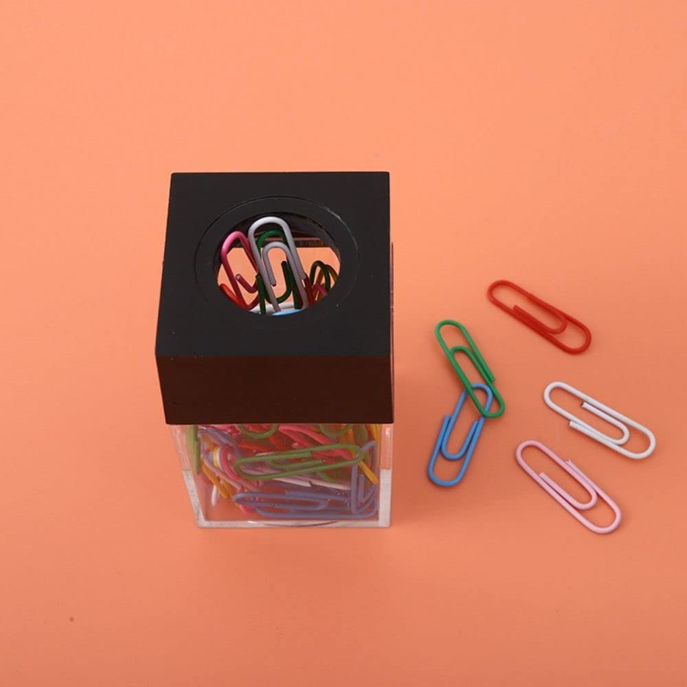 Magnetic Paper Clip Holder - Office Desk Organizer & Dispenser for Paper Clips - Black - Perfect for Office, Home, School & Workspace Organization