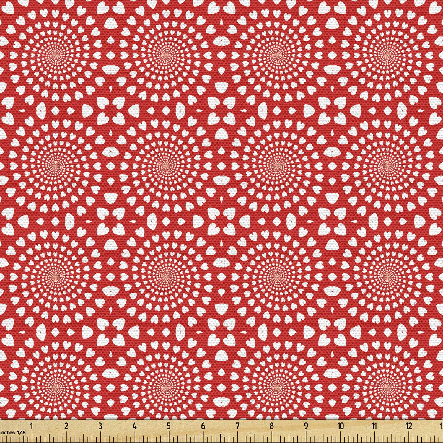 Ambesonne Abstract Fabric by The Yard - Contemporary Spiral Dot Floral Print Upholstery Material (10 Yards, Vermilion/White) | Perfect for Sofa Covers, Curtains & Home Decor Projects