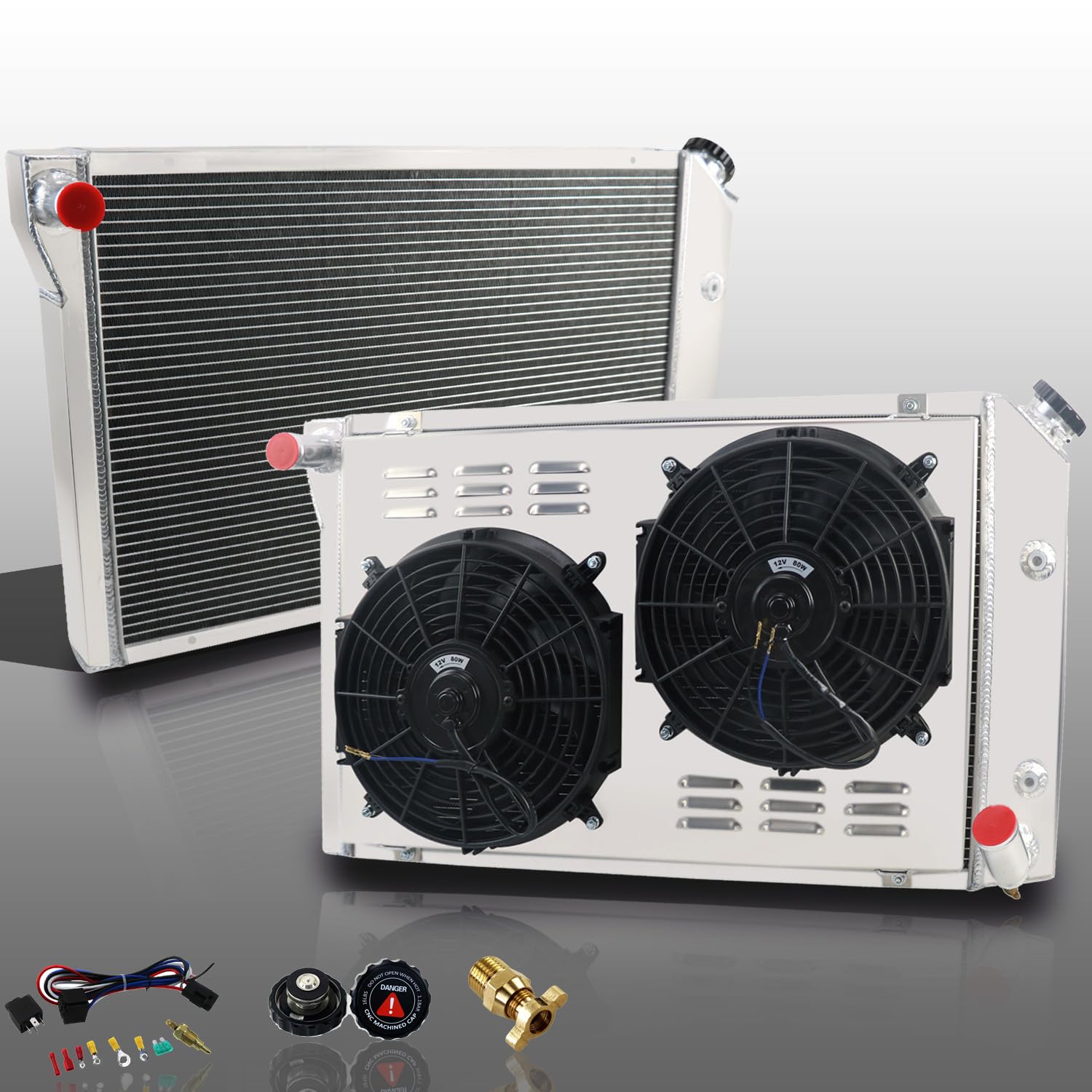 ColQuee MC718 3-Row Aluminum Radiator with Shroud & Dual 12