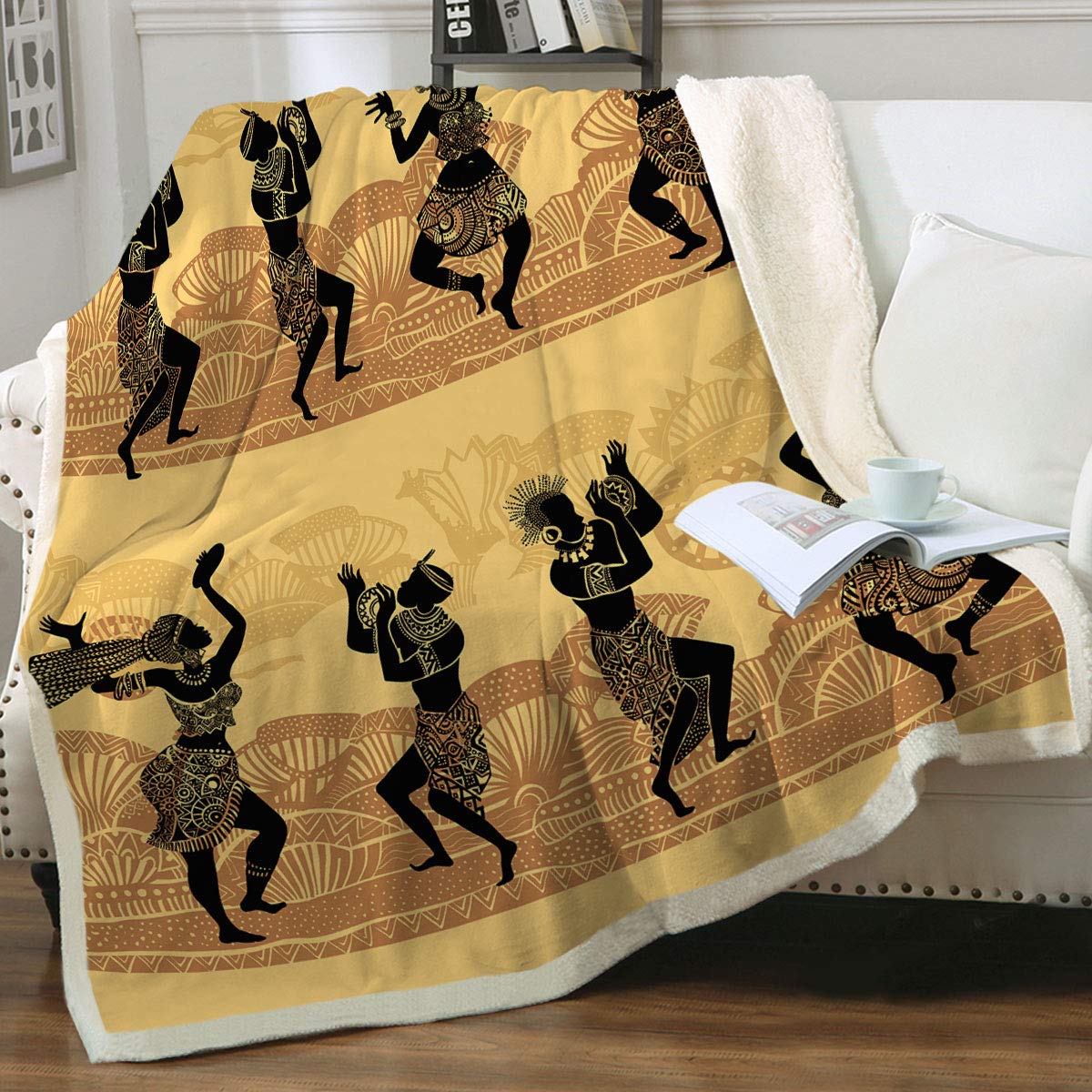 Sleepwish Ancient Egyptian Blankets - Reversible Sherpa Fleece Throw (50