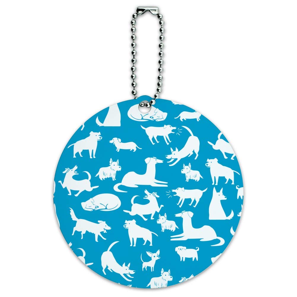 Stylish Round Luggage ID Tag with Dozens of Dog Patterns - Perfect for Suitcases, Carry-Ons & Pet Travel Accessories | Durable Pet-Themed Baggage Identifier for Airports & Vacations