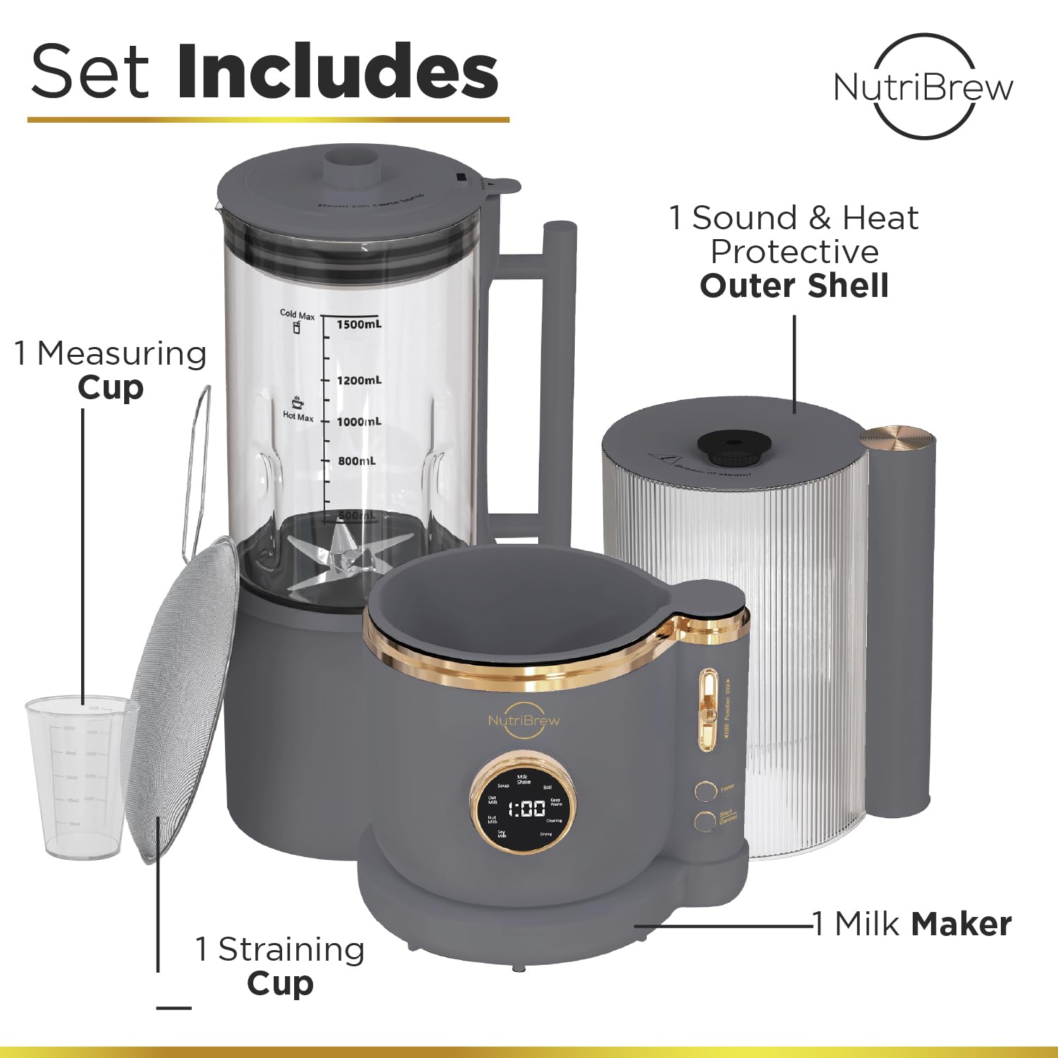Best Nut Milk Maker Machine 50oz - Automatic 9-in-1 Plant-Based Milk Maker for Almond, Soy, Oat Milk - Quiet & Easy to Use - Perfect for Vegan, Keto, Paleo Diets - Great for Breakfast Smoothies & Healthy Drinks