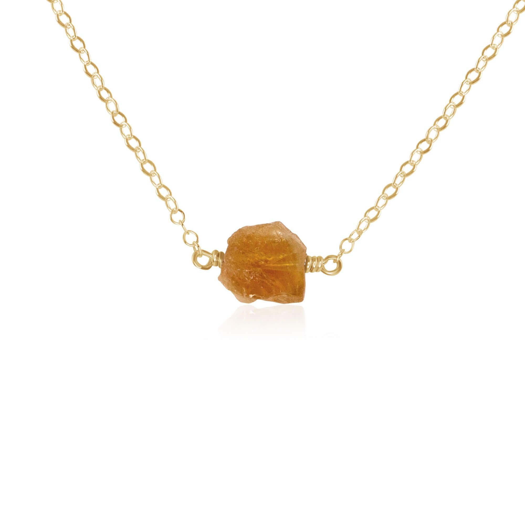 Natural Raw Citrine Crystal Nugget Necklace - Healing Stone Jewelry for Women, Chakra Balancing & Energy Cleansing | Perfect for Meditation, Yoga & Spiritual Gifts