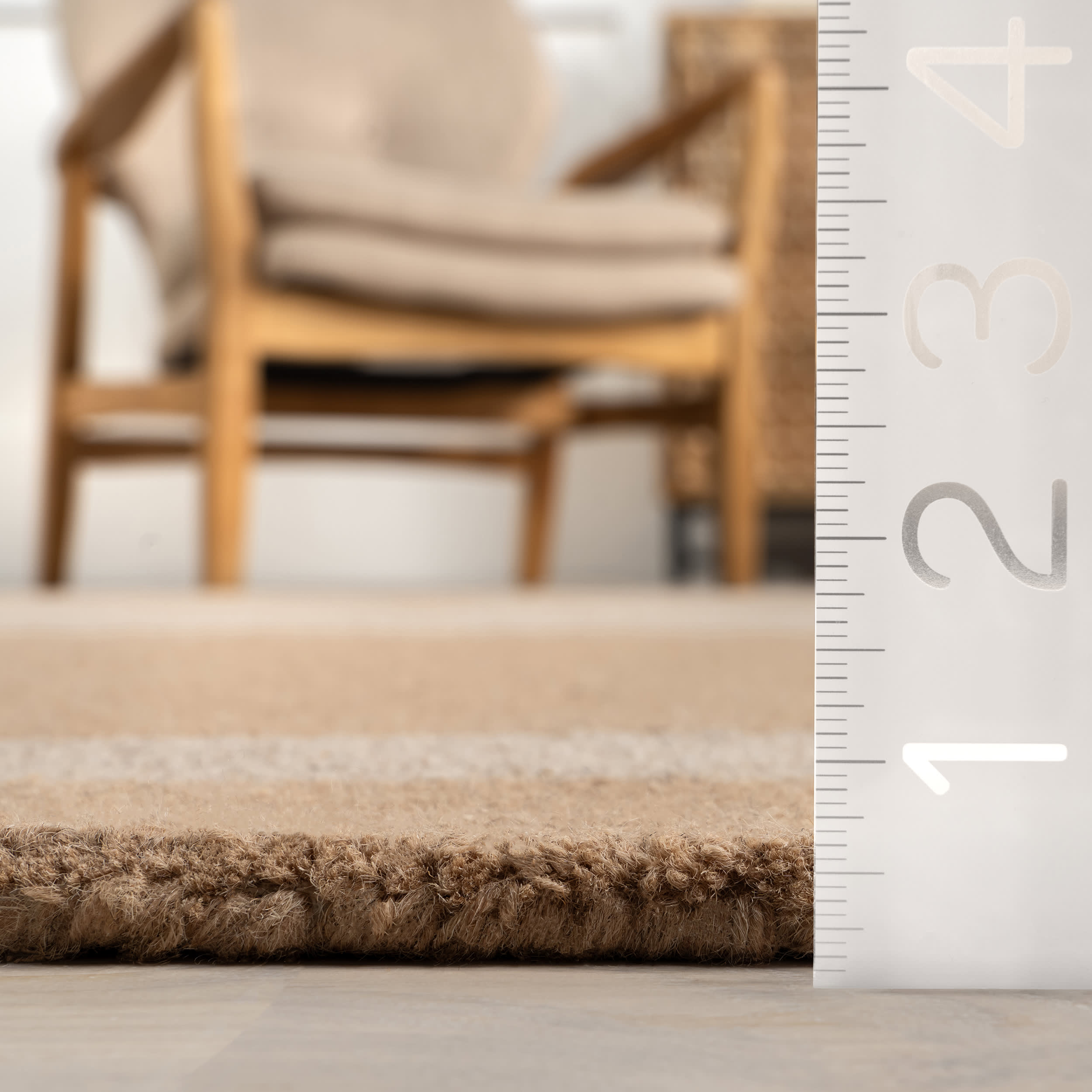 Gino Two-Tone Beige Wool Rug with Border - Soft & Durable for Living Room, Bedroom, or Office Decor