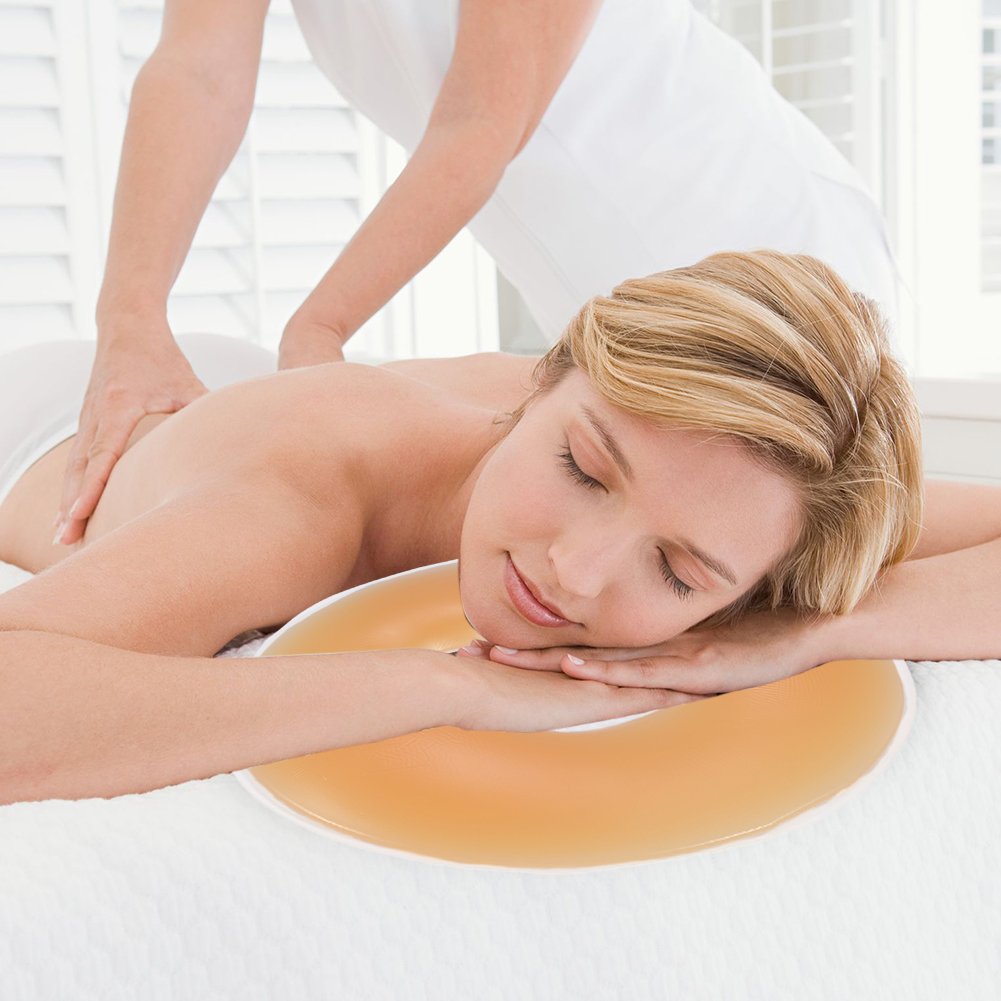 Spa Massage Silicone Face Pillow - Ergonomic Beauty Bed Pillow for Facial & Body Massage, Comfortable Lying Support - Beige | Perfect for Spa, Salon, Home Relaxation & Professional Massage Therapy